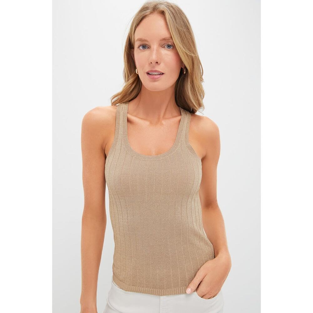 TUCKERNUCK Gold Metallic Knit Ari Tank Size M NWT Retail $88 Tuckernuck